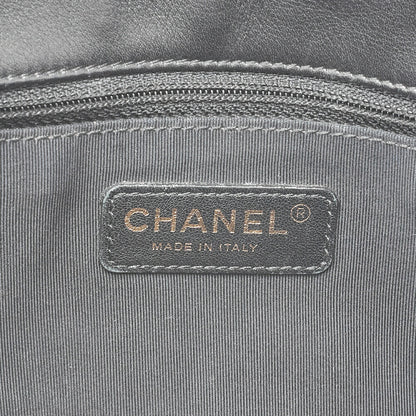 CHANEL Double Che Shoulder Bag Single Flap Matelasse Calfskin Bicolor White x Black Gold-Tone Hardware, Pre-Owned
