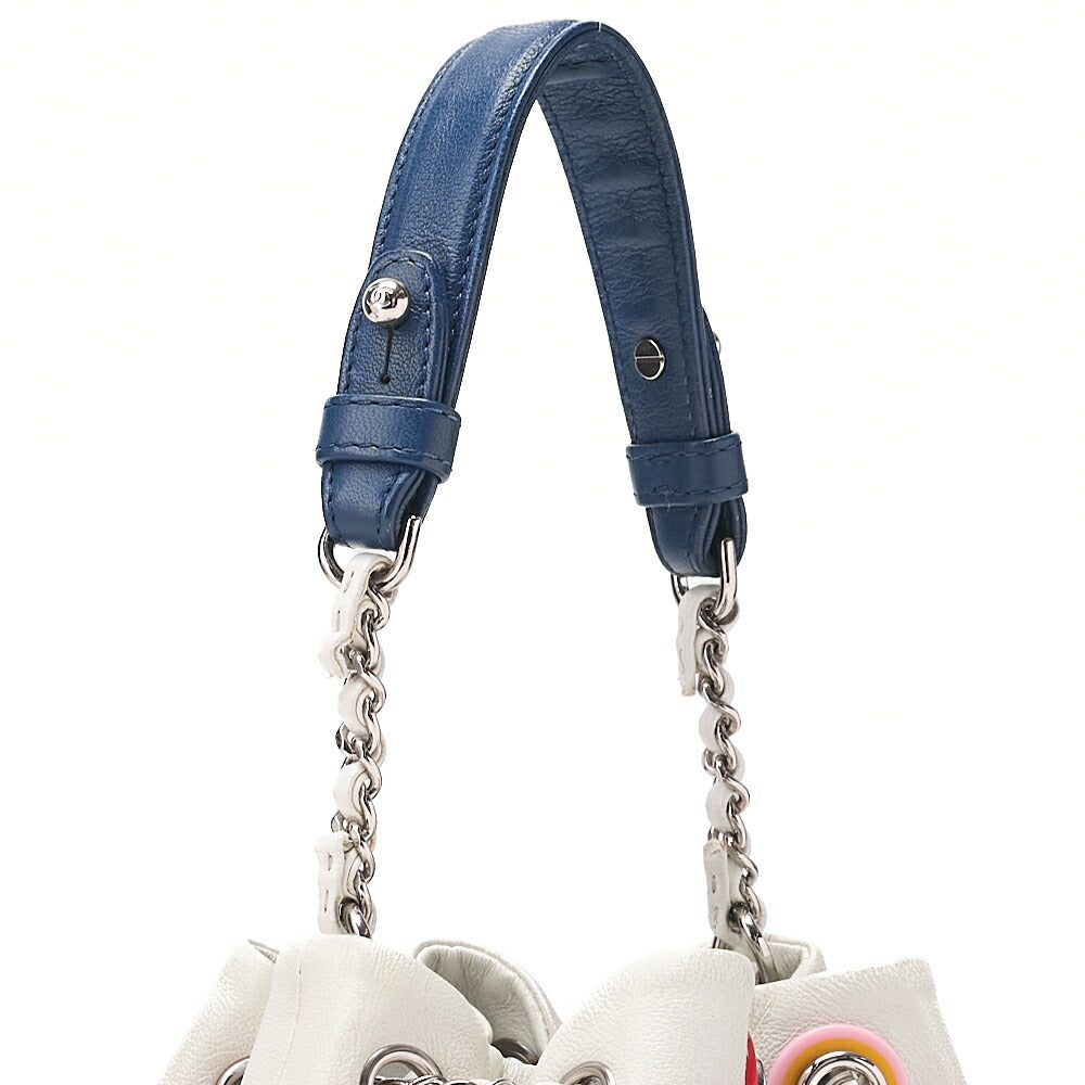CHANEL Calfskin Matelasse Drawstring Chain Handbag Red ｘBicolor Silver-Tone Hardware, Pre-Owned