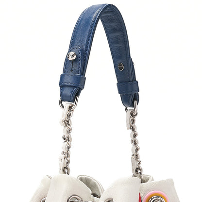 CHANEL Calfskin Matelasse Drawstring Chain Handbag Red ｘBicolor Silver-Tone Hardware, Pre-Owned