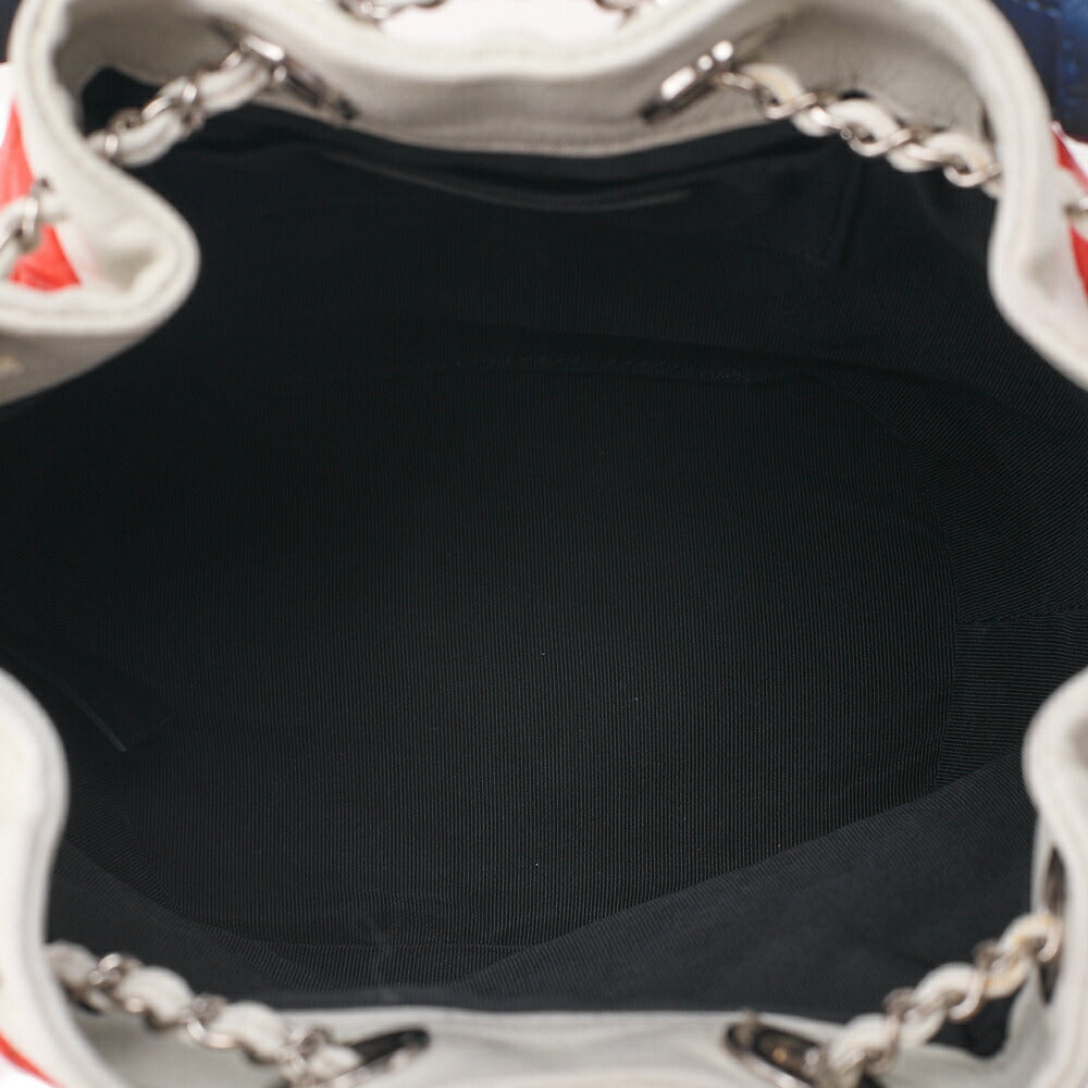 CHANEL Calfskin Matelasse Drawstring Chain Handbag Red ｘBicolor Silver-Tone Hardware, Pre-Owned