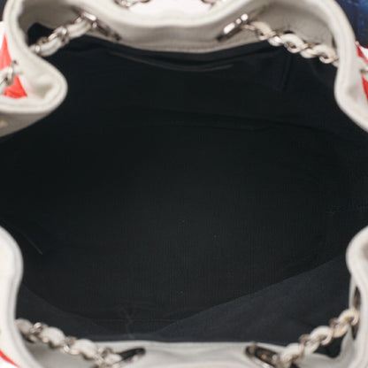 CHANEL Calfskin Matelasse Drawstring Chain Handbag Red ｘBicolor Silver-Tone Hardware, Pre-Owned