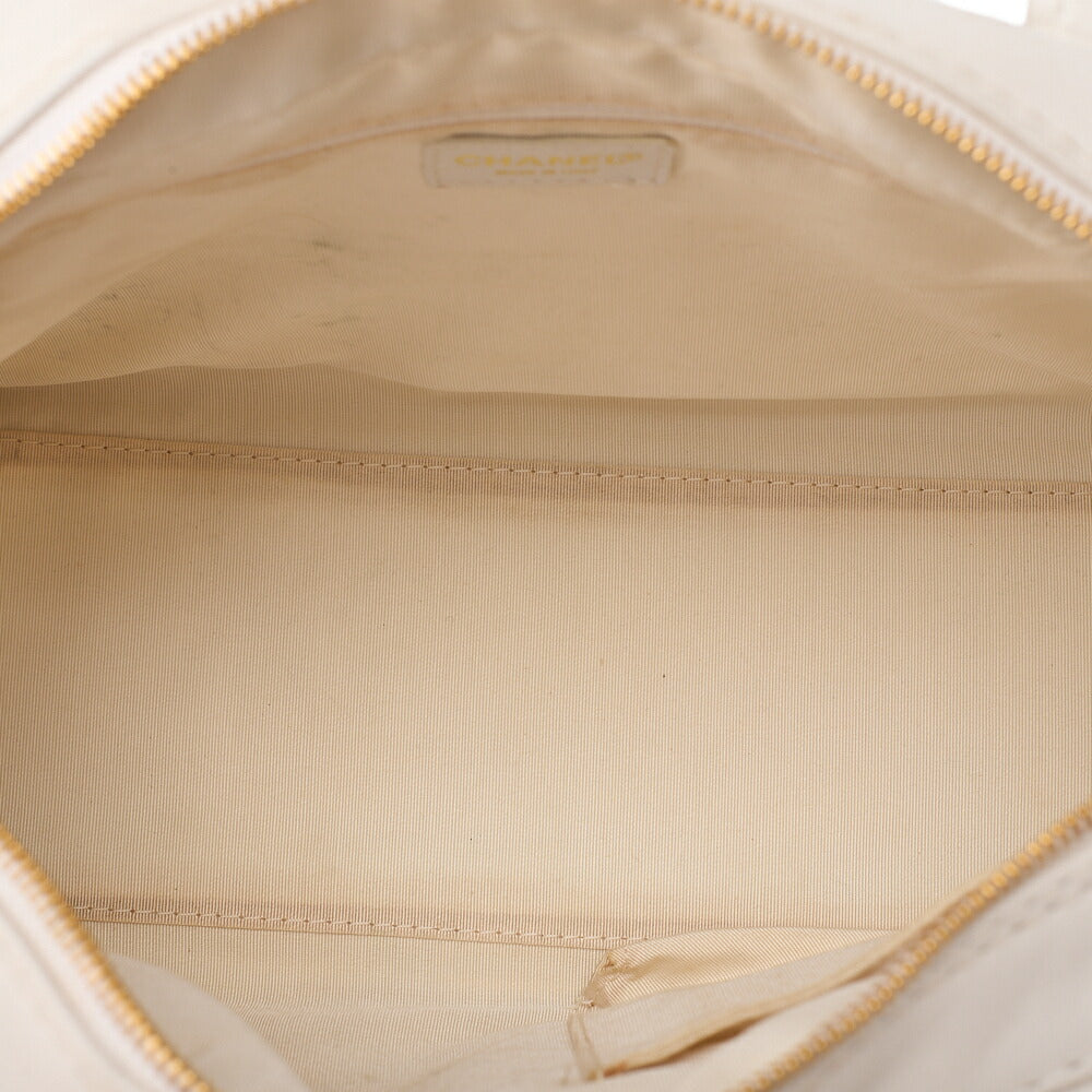 CHANEL Coco Mark Wild Stitch Handbag Calfskin White Gold-Tone Hardware, Pre-Owned