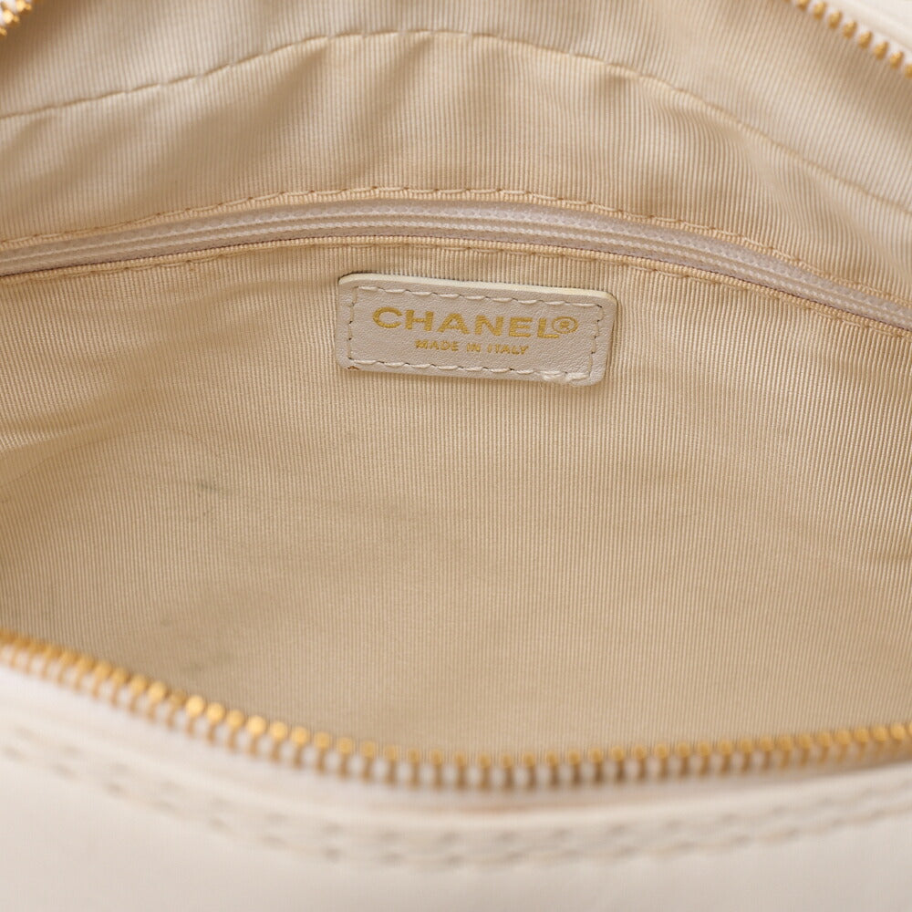 CHANEL Coco Mark Wild Stitch Handbag Calfskin White Gold-Tone Hardware, Pre-Owned