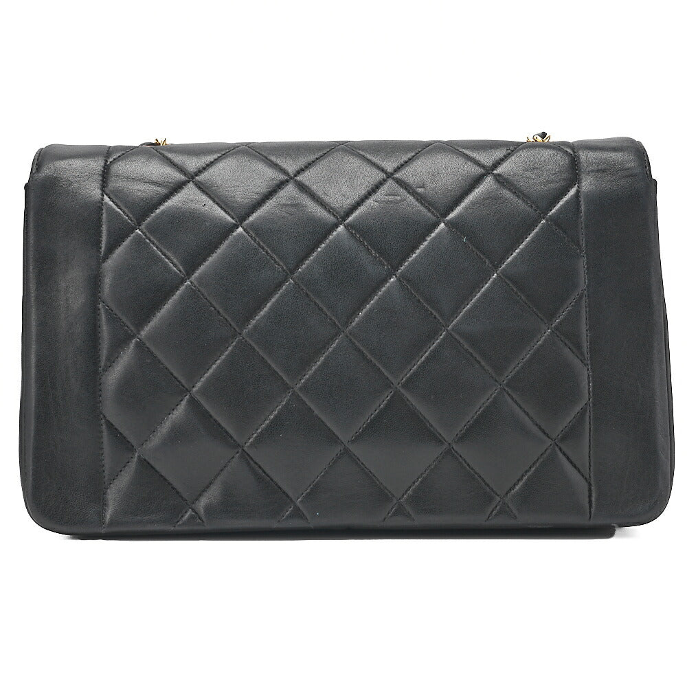 CHANEL Lambskin Matelasse Diana Flap Chain Shoulder Black Gold-Tone Hardware, Pre-Owned