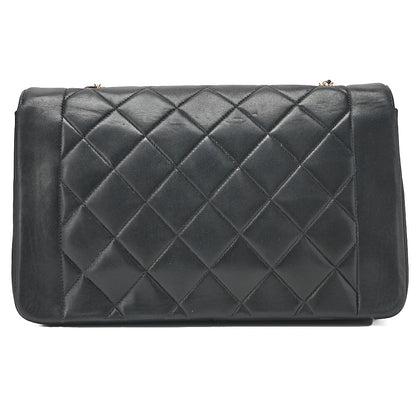 CHANEL Lambskin Matelasse Diana Flap Chain Shoulder Black Gold-Tone Hardware, Pre-Owned