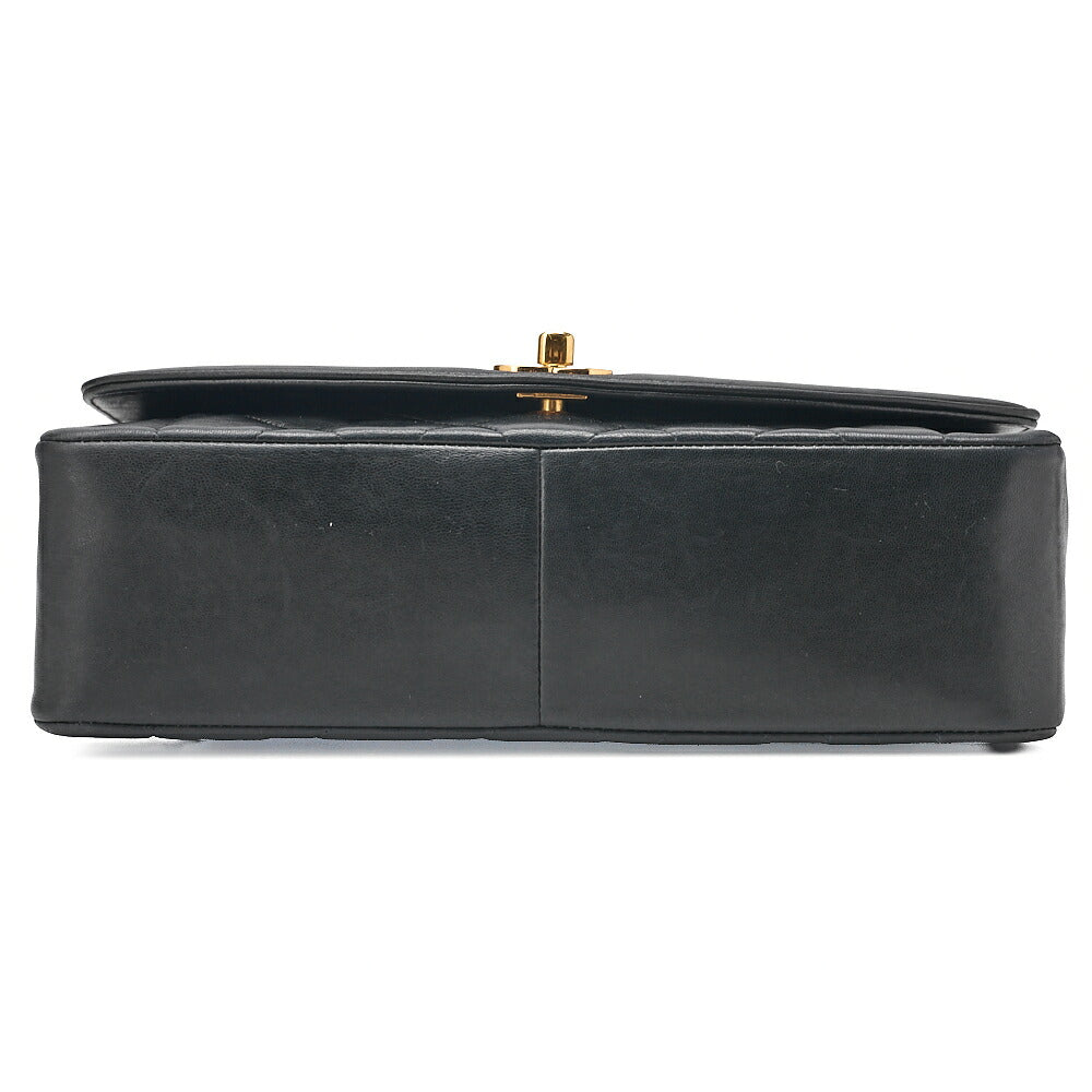 CHANEL Lambskin Matelasse Diana Flap Chain Shoulder Black Gold-Tone Hardware, Pre-Owned