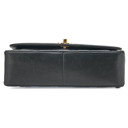 CHANEL Lambskin Matelasse Diana Flap Chain Shoulder Black Gold-Tone Hardware, Pre-Owned