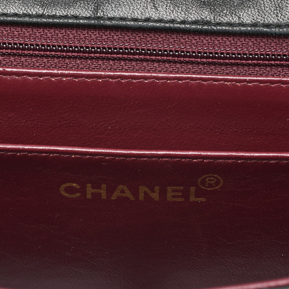CHANEL Lambskin Matelasse Diana Flap Chain Shoulder Black Gold-Tone Hardware, Pre-Owned