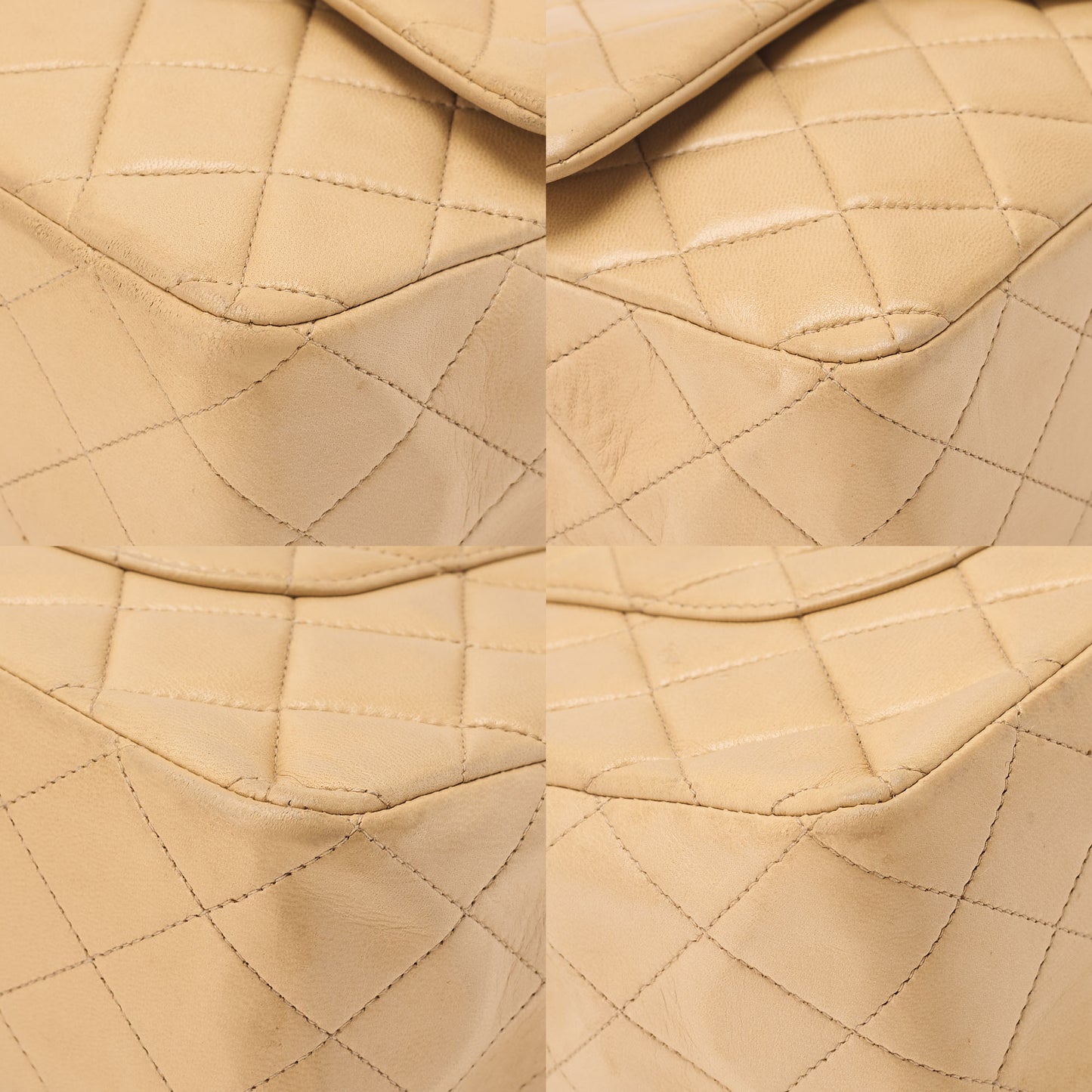 CHANEL Lambskin Matelasse 25cm Double Flap Chain Shoulder Beige Gold-Tone Hardware, Pre-Owned