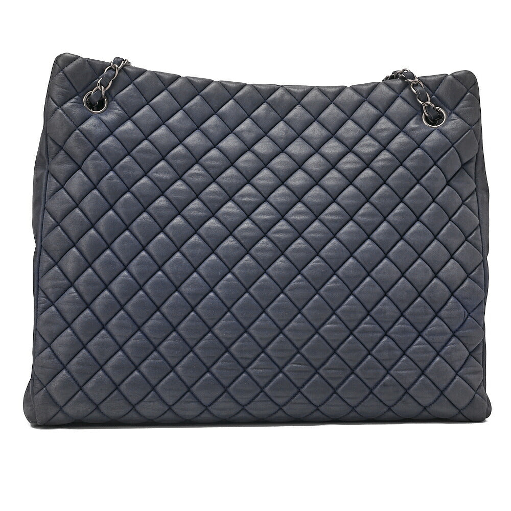 CHANEL Sparkle Leather Matelasse with Coco Charm Chain Shoulder Navy Silver-Tone Hardware, Pre-Owned