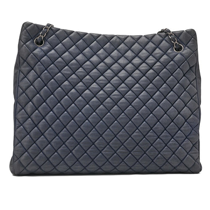 CHANEL Sparkle Leather Matelasse with Coco Charm Chain Shoulder Navy Silver-Tone Hardware, Pre-Owned