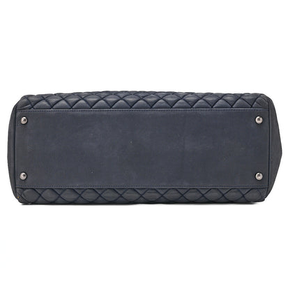 CHANEL Sparkle Leather Matelasse with Coco Charm Chain Shoulder Navy Silver-Tone Hardware, Pre-Owned