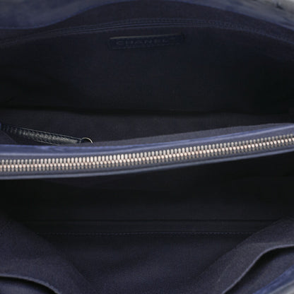 CHANEL Sparkle Leather Matelasse with Coco Charm Chain Shoulder Navy Silver-Tone Hardware, Pre-Owned