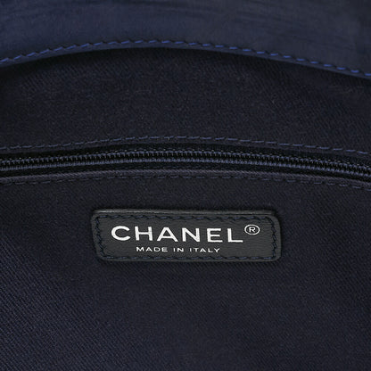 CHANEL Sparkle Leather Matelasse with Coco Charm Chain Shoulder Navy Silver-Tone Hardware, Pre-Owned