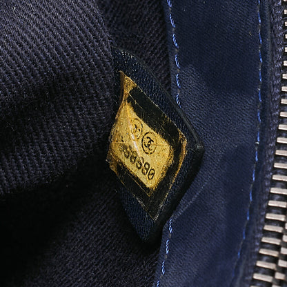 CHANEL Sparkle Leather Matelasse with Coco Charm Chain Shoulder Navy Silver-Tone Hardware, Pre-Owned