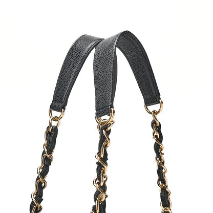 CHANEL Caviar Skin Matelasse PST Double Chain Shoulder Black Gold-Tone Hardware, Pre-Owned