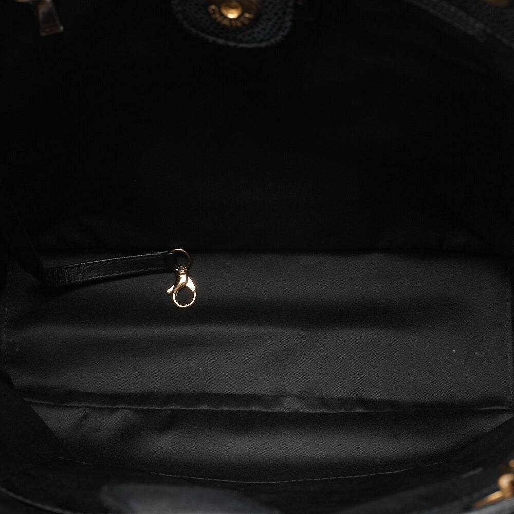 CHANEL Caviar Skin Matelasse PST Double Chain Shoulder Black Gold-Tone Hardware, Pre-Owned