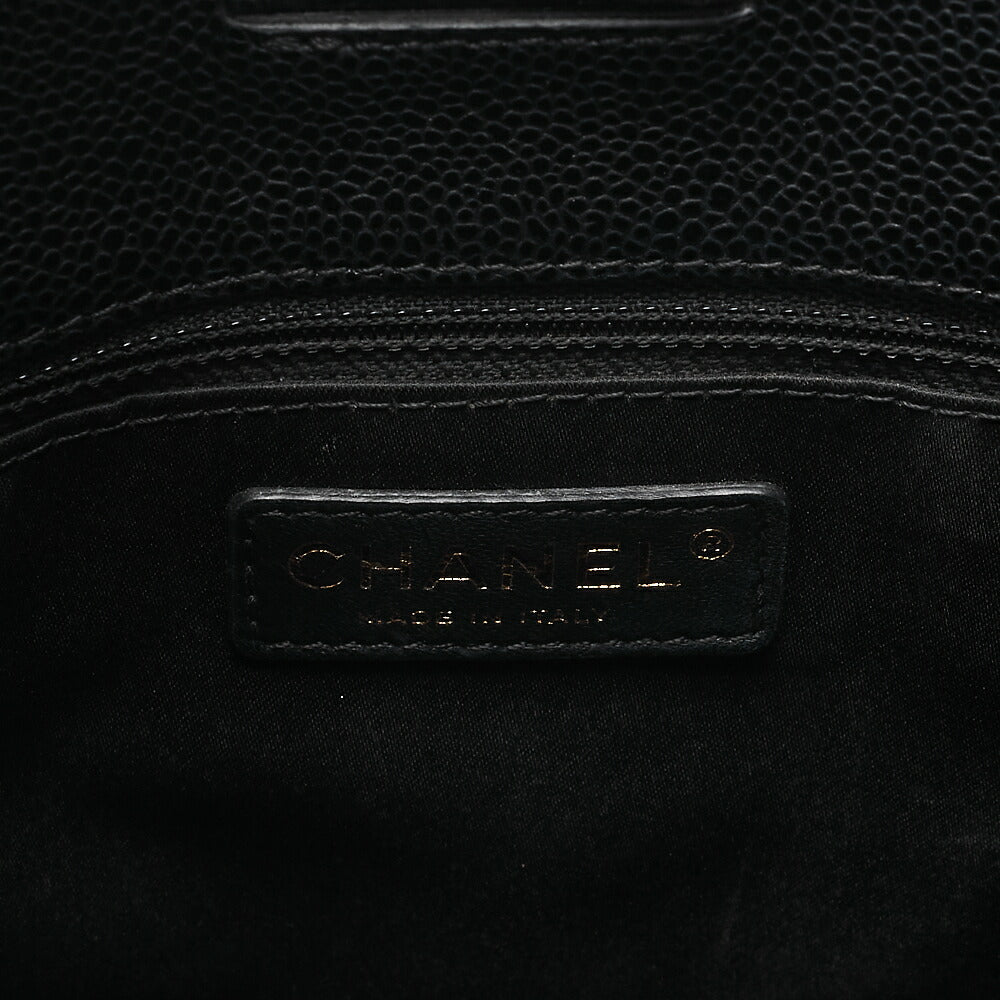 CHANEL Caviar Skin Matelasse PST Double Chain Shoulder Black Gold-Tone Hardware, Pre-Owned