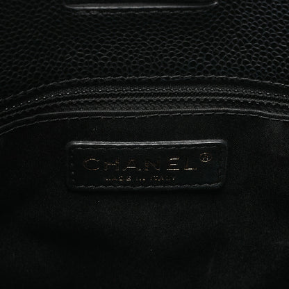 CHANEL Caviar Skin Matelasse PST Double Chain Shoulder Black Gold-Tone Hardware, Pre-Owned