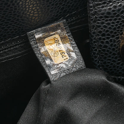 CHANEL Caviar Skin Matelasse PST Double Chain Shoulder Black Gold-Tone Hardware, Pre-Owned