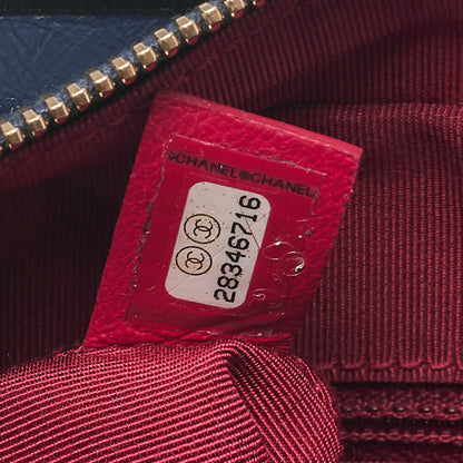 CHANEL Vintage Calf Gabrielle du Chanel Chain Shoulder Black X Navy Gold x Silver-Tone Hardware, Pre-Owned