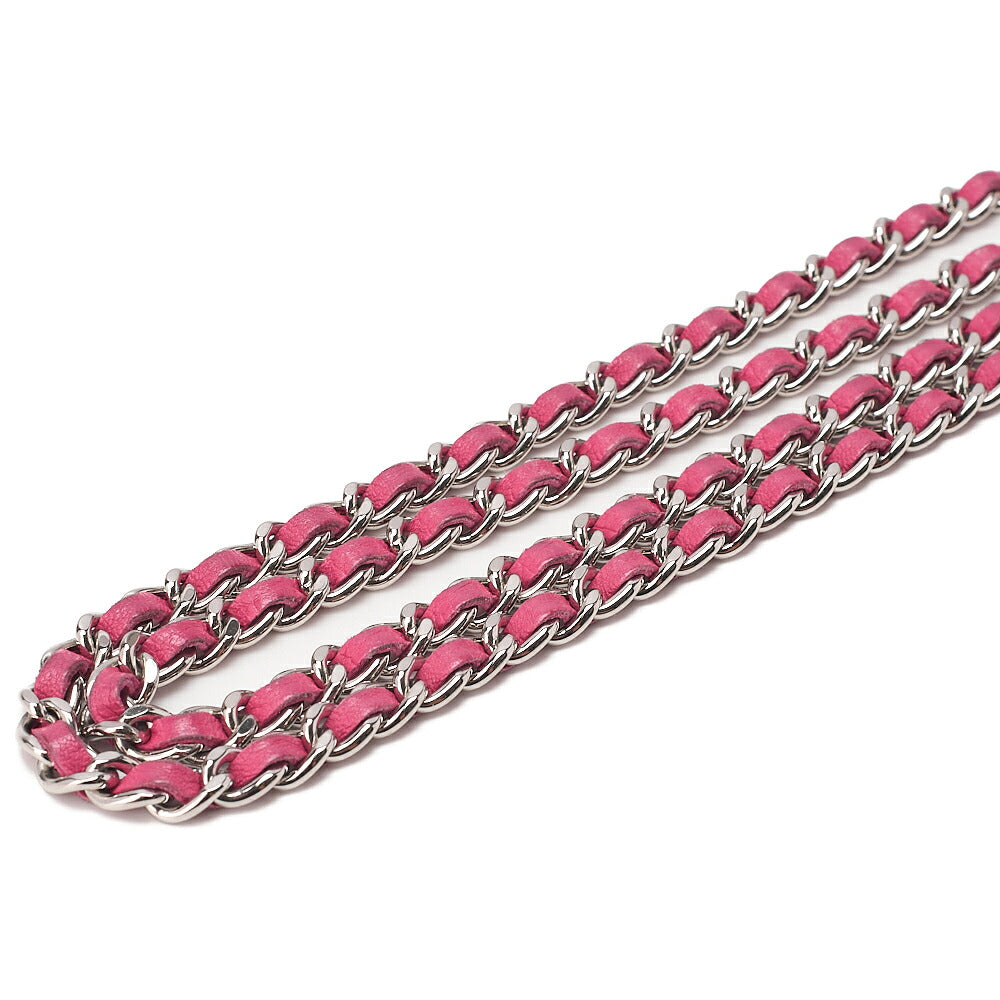 CHANEL Lambskin Mini Matelasse 17cm Single Flap Chain Shoulder Bag Pink Silver-Tone Hardware, Pre-Owned