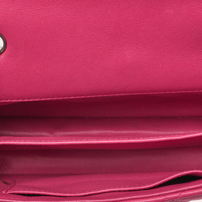 CHANEL Lambskin Mini Matelasse 17cm Single Flap Chain Shoulder Bag Pink Silver-Tone Hardware, Pre-Owned