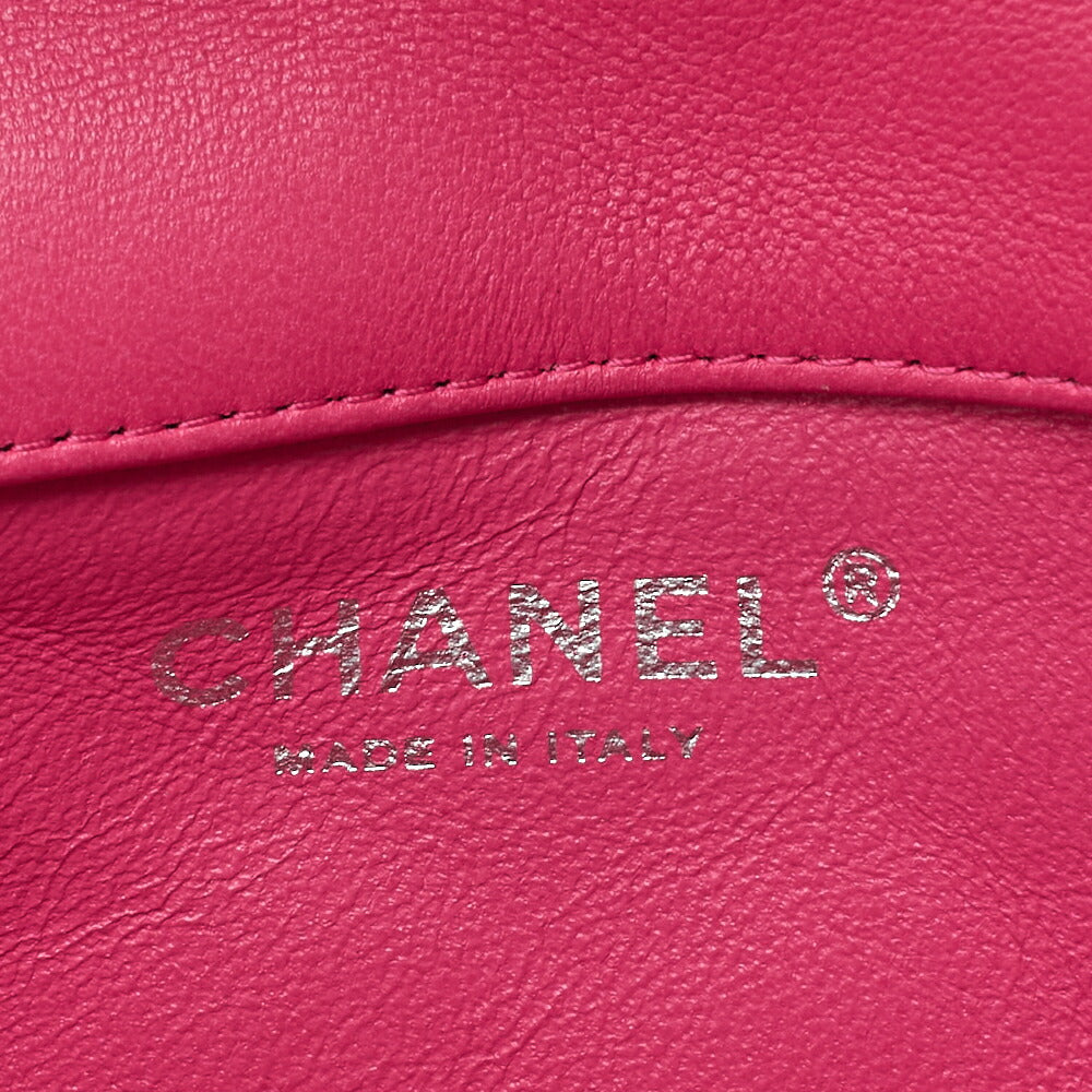 CHANEL Lambskin Mini Matelasse 17cm Single Flap Chain Shoulder Bag Pink Silver-Tone Hardware, Pre-Owned