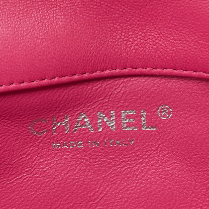 CHANEL Lambskin Mini Matelasse 17cm Single Flap Chain Shoulder Bag Pink Silver-Tone Hardware, Pre-Owned