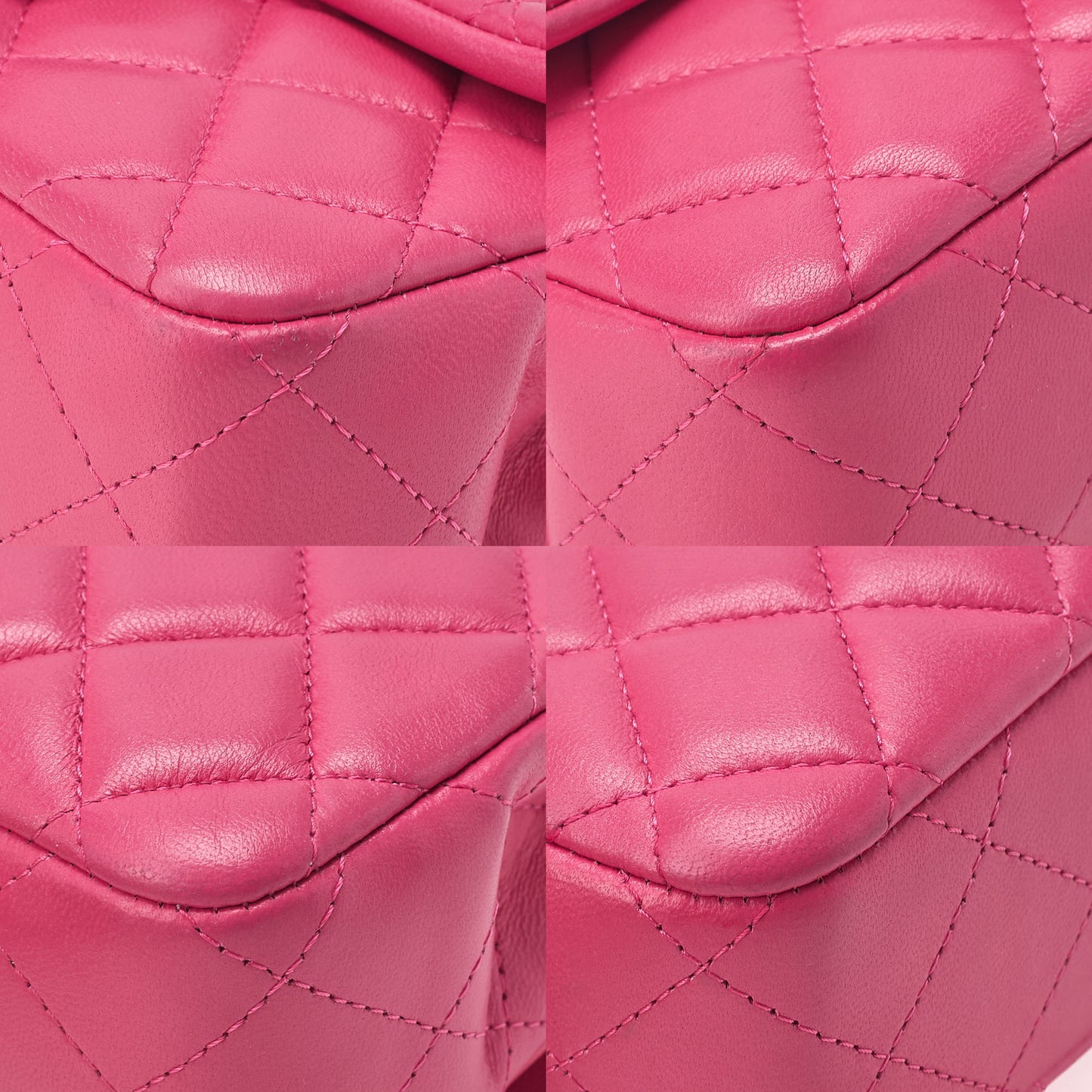 CHANEL Lambskin Mini Matelasse 17cm Single Flap Chain Shoulder Bag Pink Silver-Tone Hardware, Pre-Owned