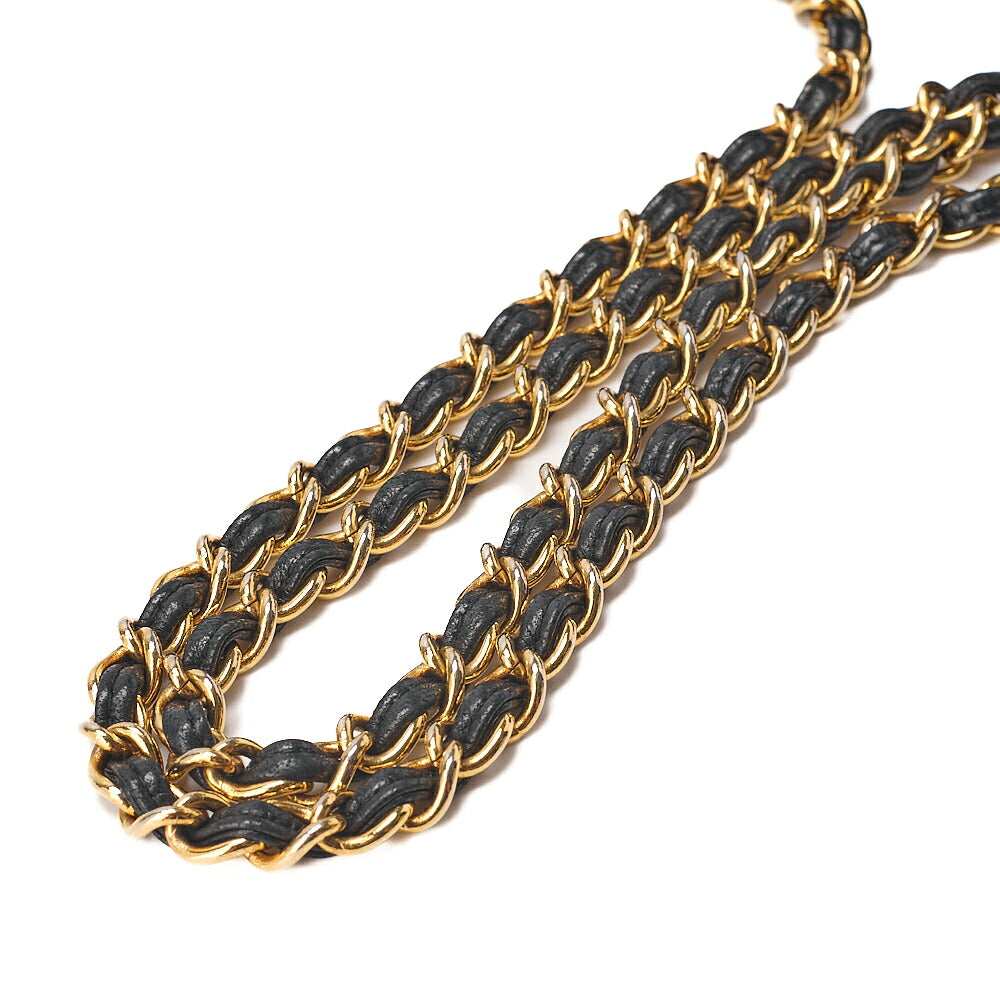 CHANEL Lambskin Matelasse with Fringe Chain Shoulder Black Gold-Tone Hardware, Pre-Owned