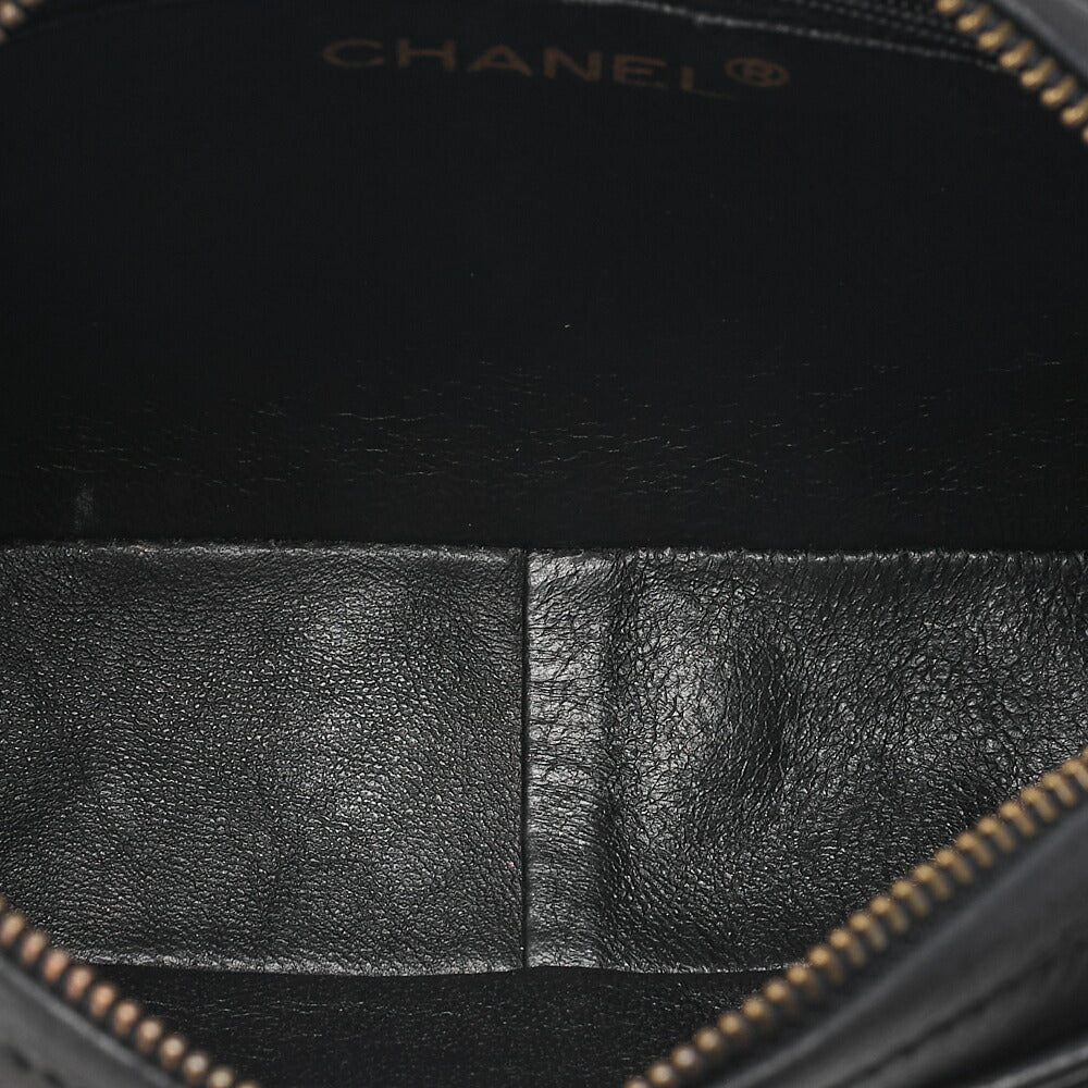 CHANEL Lambskin Matelasse with Fringe Chain Shoulder Black Gold-Tone Hardware, Pre-Owned