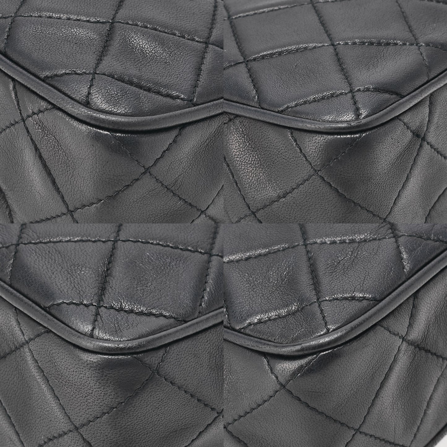 CHANEL Lambskin Matelasse with Fringe Chain Shoulder Black Gold-Tone Hardware, Pre-Owned