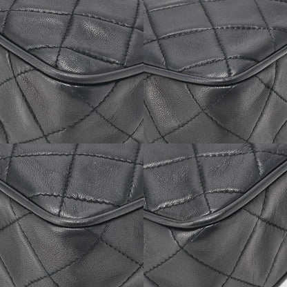 CHANEL Lambskin Matelasse with Fringe Chain Shoulder Black Gold-Tone Hardware, Pre-Owned