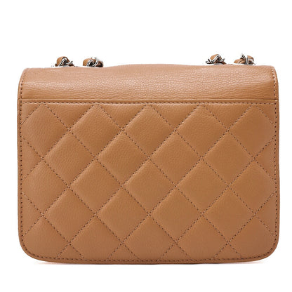 CHANEL Caviar Skin Half Coco Mark Chain Shoulder Bag Beige Silver-Tone Hardware, Pre-Owned