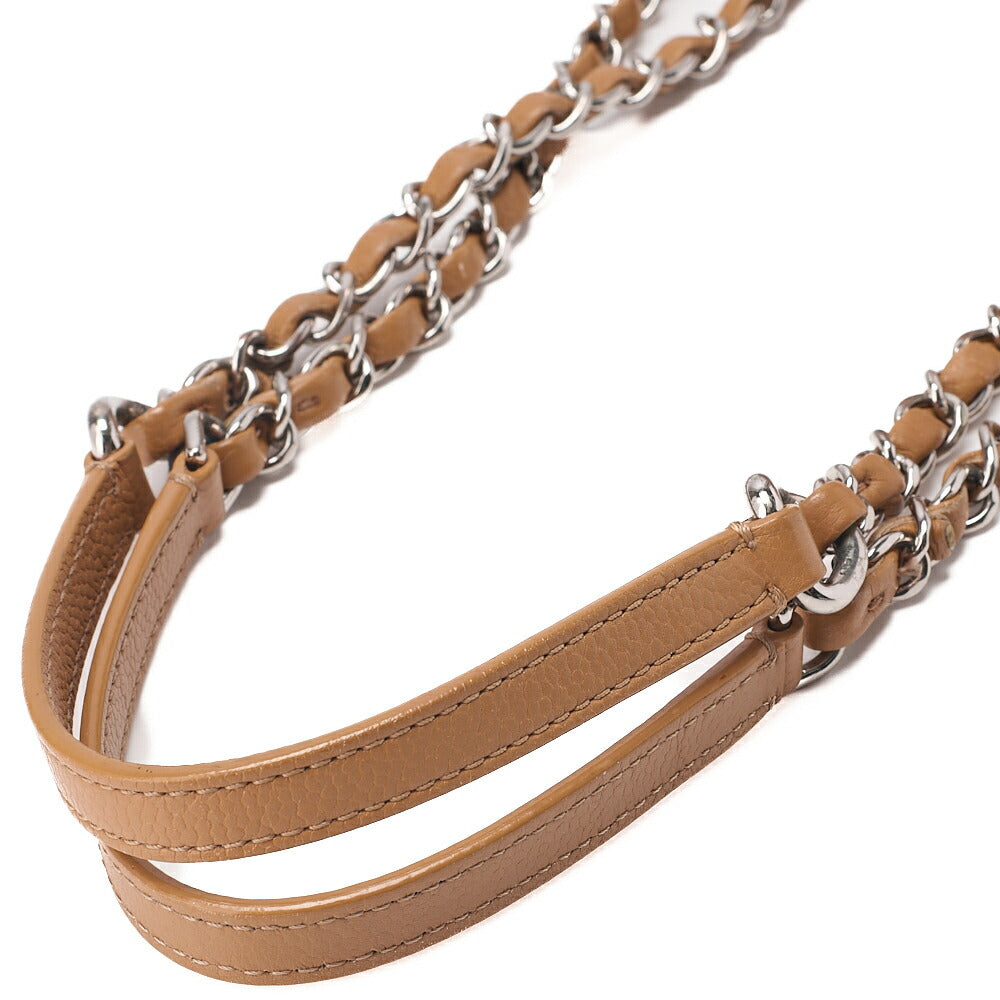 CHANEL Caviar Skin Half Coco Mark Chain Shoulder Bag Beige Silver-Tone Hardware, Pre-Owned