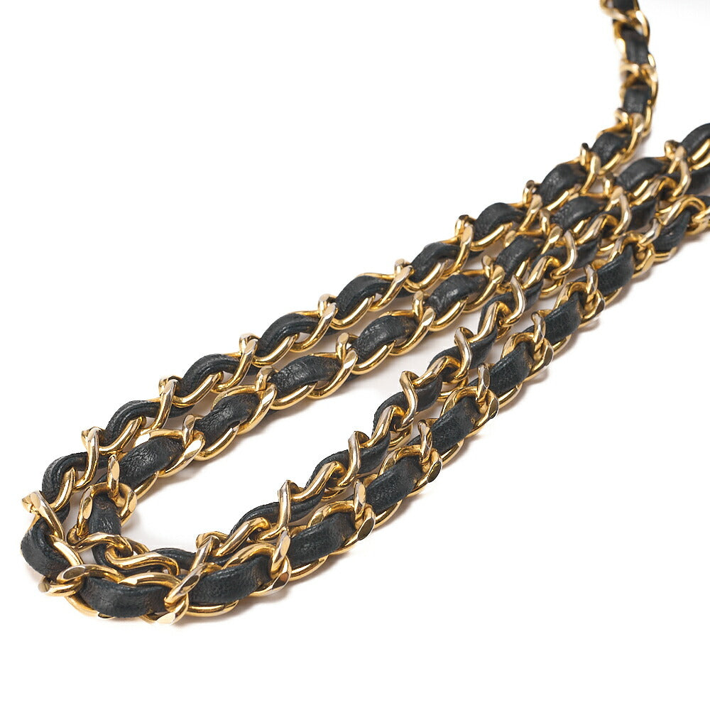 CHANEL Lambskin Mini Matelasse 20cm Single Flap Chain Shoulder Bag Black Gold-Tone Hardware, Pre-Owned