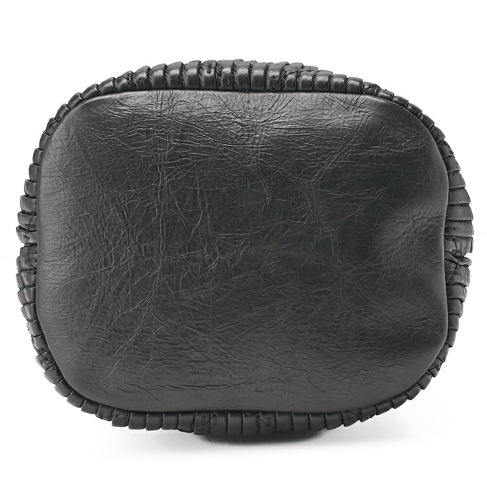 CHANEL Lambskin V-Stitch Drawstring Shoulder Bag Black Gold-Tone Hardware, Pre-Owned