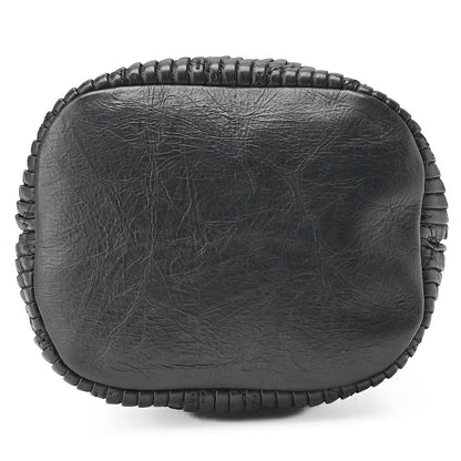 CHANEL Lambskin V-Stitch Drawstring Shoulder Bag Black Gold-Tone Hardware, Pre-Owned