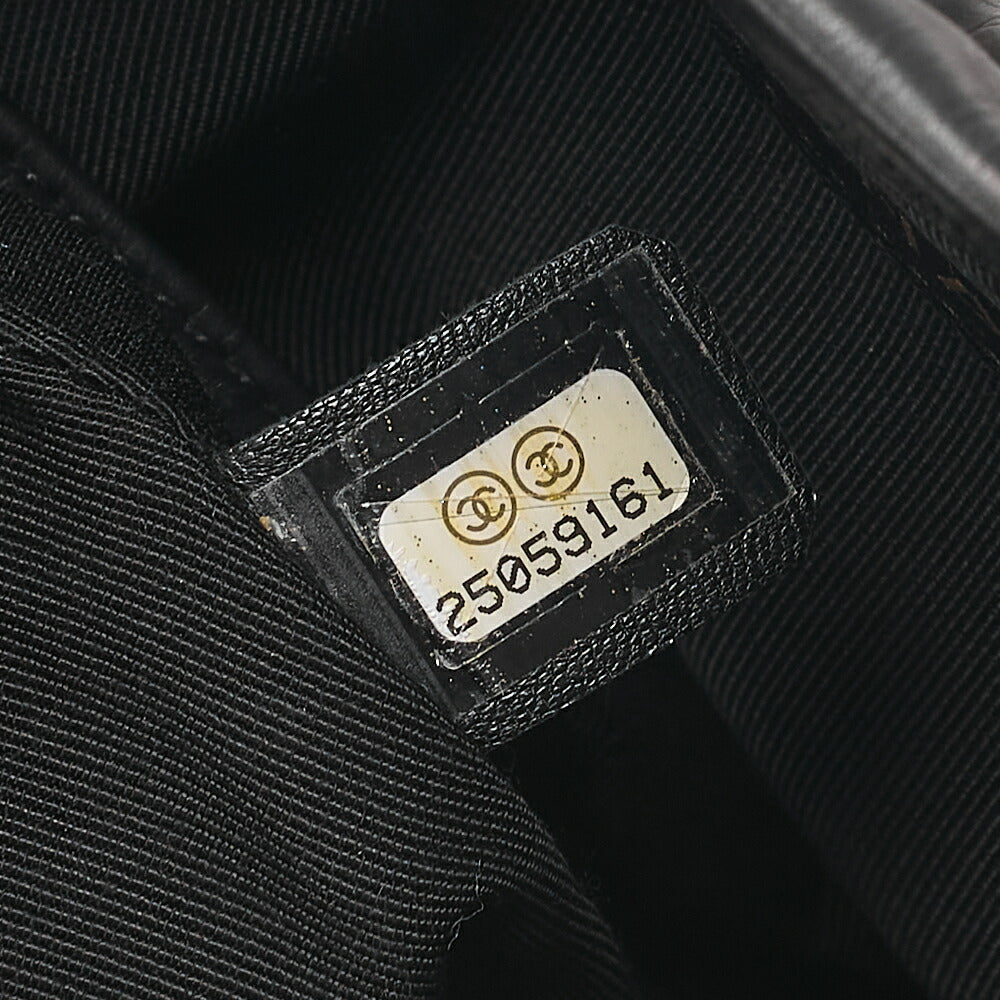 CHANEL Lambskin V-Stitch Drawstring Shoulder Bag Black Gold-Tone Hardware, Pre-Owned