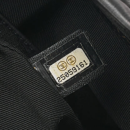 CHANEL Lambskin V-Stitch Drawstring Shoulder Bag Black Gold-Tone Hardware, Pre-Owned