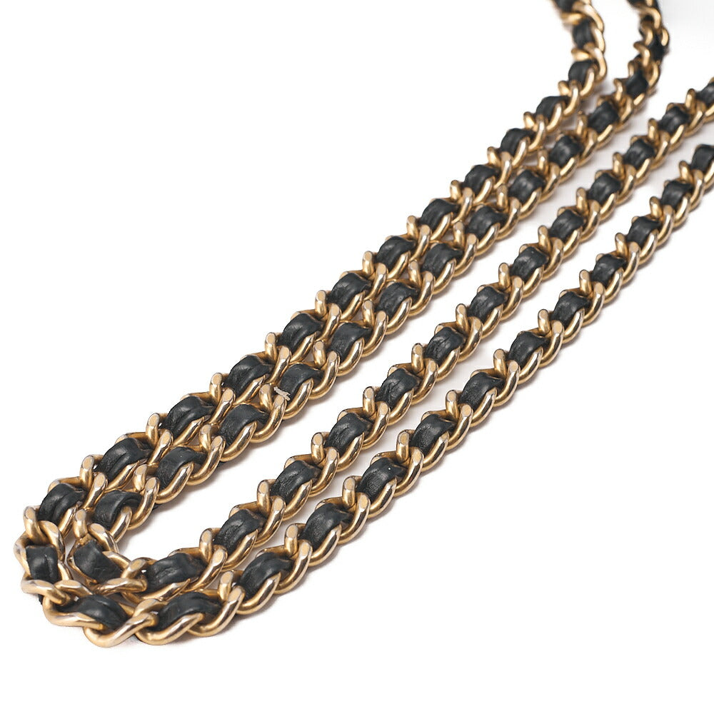 CHANEL Calfskin Matelasse Biju Coco Chain Shoulder Black Gold-Tone Hardware, Pre-Owned