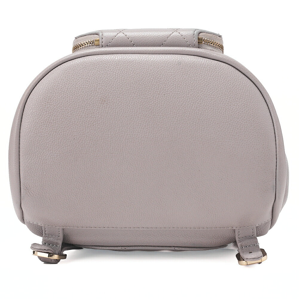 CHANEL Caviar Skin Matelasse Coco Mark Chain Backpack Gray Gold-Tone Hardware, Pre-Owned
