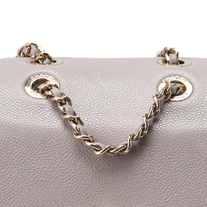 CHANEL Caviar Skin Matelasse Coco Mark Chain Backpack Gray Gold-Tone Hardware, Pre-Owned