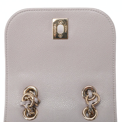 CHANEL Caviar Skin Matelasse Coco Mark Chain Backpack Gray Gold-Tone Hardware, Pre-Owned