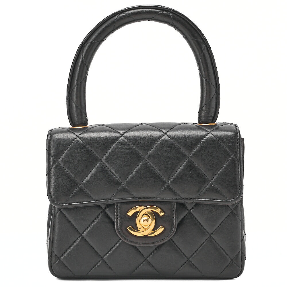 CHANEL Lambskin Minimat Telass? Parent-Child Bag Child Only Handbag Black Gold-Tone Hardware, Pre-Owned