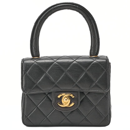 CHANEL Lambskin Minimat Telass? Parent-Child Bag Child Only Handbag Black Gold-Tone Hardware, Pre-Owned
