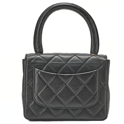 CHANEL Lambskin Minimat Telass? Parent-Child Bag Child Only Handbag Black Gold-Tone Hardware, Pre-Owned