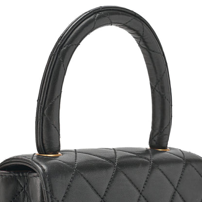 CHANEL Lambskin Minimat Telass? Parent-Child Bag Child Only Handbag Black Gold-Tone Hardware, Pre-Owned