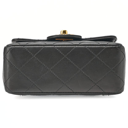 CHANEL Lambskin Minimat Telass? Parent-Child Bag Child Only Handbag Black Gold-Tone Hardware, Pre-Owned